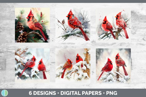 Christmas Cardinal Backgrounds Digital: Essential Illustrations for Publishers