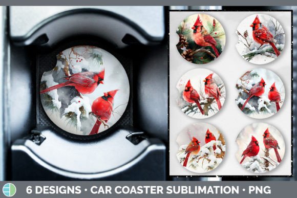 Christmas Cardinal Car Coaster Sublima: Premium Illustrations for Editors