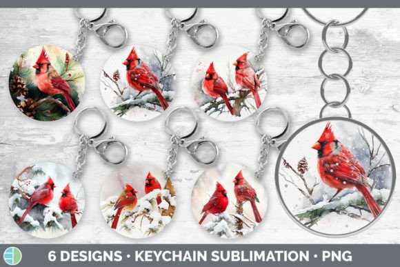 Christmas Cardinal Keychain Bundle Key for Illustrations