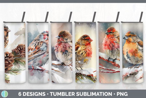 Christmas Finch Tumbler Sublimation Bund Illustrations