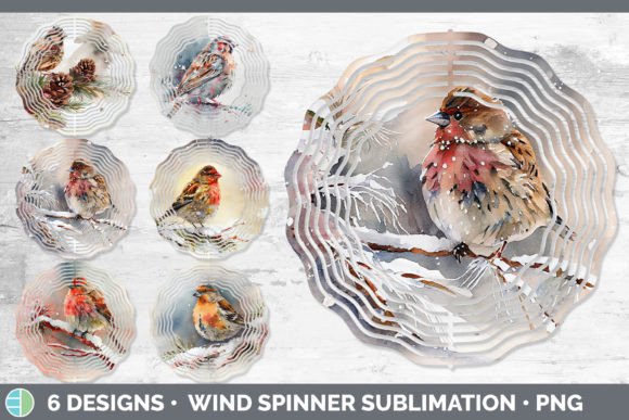 Christmas Finch Wind Spinner Sublimati Illustrations for Branding