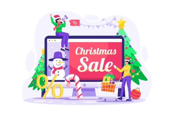 Christmas Online Shopping Illustration for Local Branding