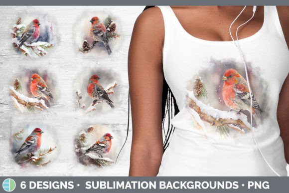Christmas Pine Grosbeak Background Gru Illustrations