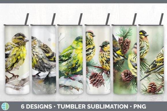Christmas Siskin Tumbler Sublimation Bun Illustrations