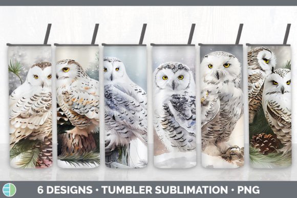 Christmas Snowy Owl Tumbler Sublimation Illustrations