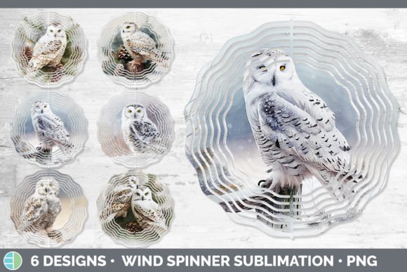 Christmas Snowy Owl Wind Spinner Subli Illustrations