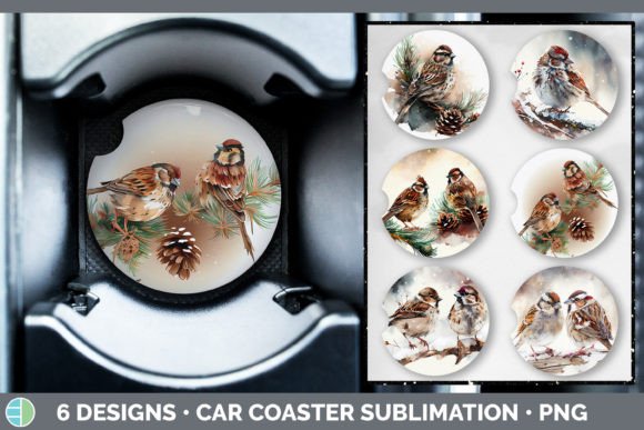 Christmas Sparrow Car Coaster Sublimat Illustrations Review
