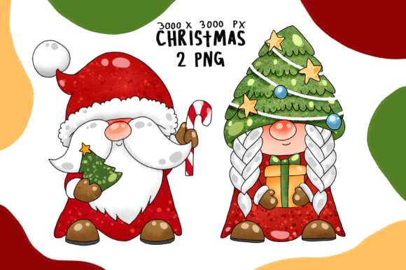 Cute Gnomes Santa Christmas Illustrations