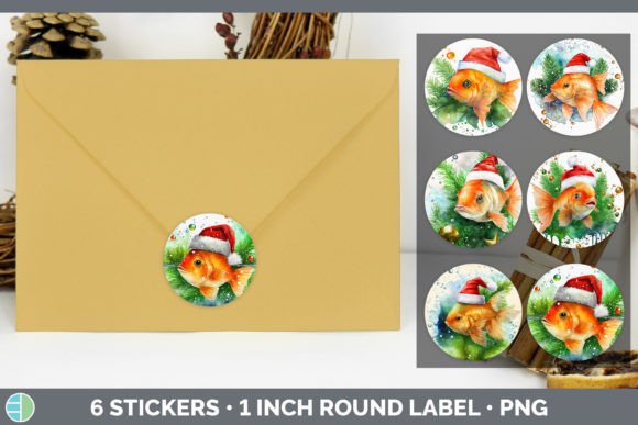 Goldfish Christmas Stickers Sticker 1i for Illustrations