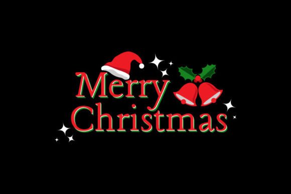 Merry Christmas Word Art Badge Design Illustrations