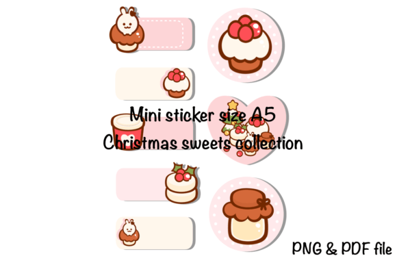 Mini Sticker Christmas Sweets Illustrations for Branding