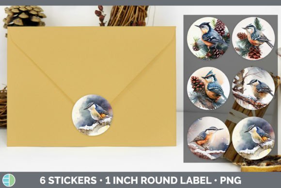 Nuthatch Christmas Stickers Sticker 1i for Illustrations