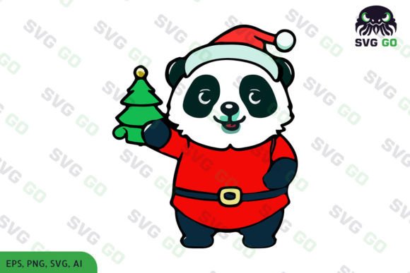 Panda Clipart Christmas Sublimation Illustrations
