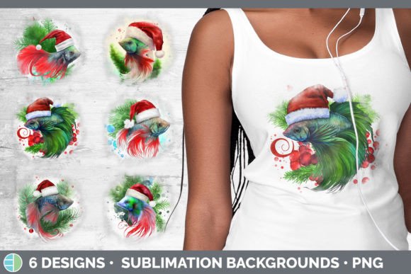 Santa Beta Fish Christmas Background G: Festive Illustrations for Branding