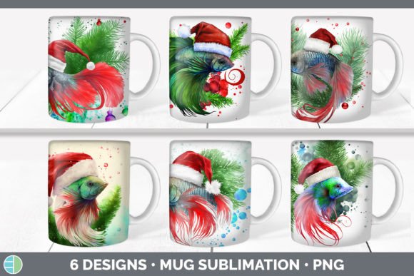 Santa Beta Fish Christmas Mug Sublimatio and Illustrations Review