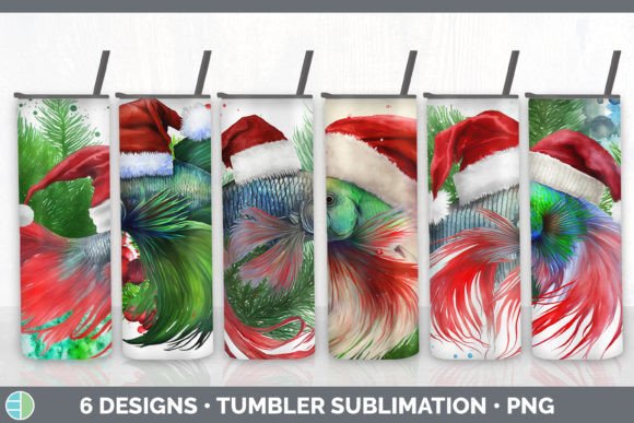 Santa Beta Fish Christmas Tumbler Sublim for Illustrations