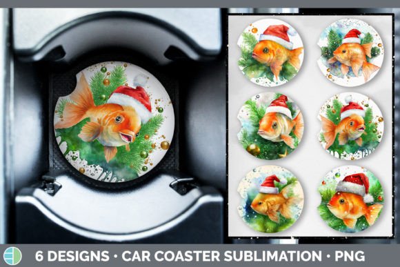Santa Goldfish Christmas Car Coaster S: Festive Illustrations for Crafters