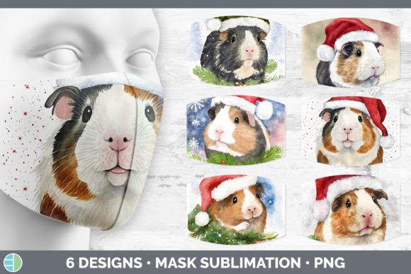 Santa Guinea Pig Christmas Mask Sublim: Festive Illustrations for Crafters