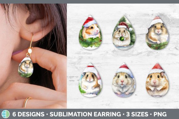Santa Hamster Christmas Teardrop Earring Illustrations Review