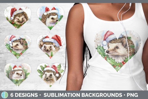 Santa Hedgehog Christmas Hearts Clipart Illustrations