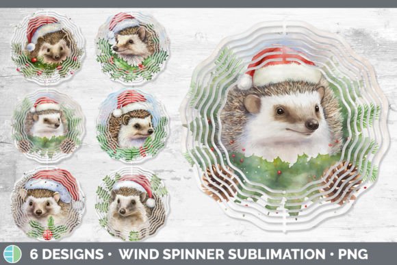 Santa Hedgehog Christmas Wind Spinner for Illustrations