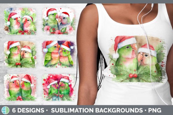 Santa Lovebirds Christmas Distressed Sub for Illustrations