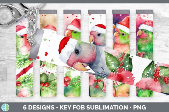 Santa Lovebirds Christmas Key Fob Wris: Festive Illustrations for Publishers