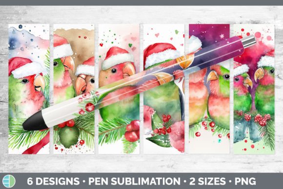 Santa Lovebirds Christmas Pen Wraps Ep Illustrations