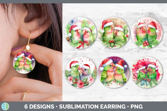 Santa Lovebirds Christmas Round Earring Illustrations Review