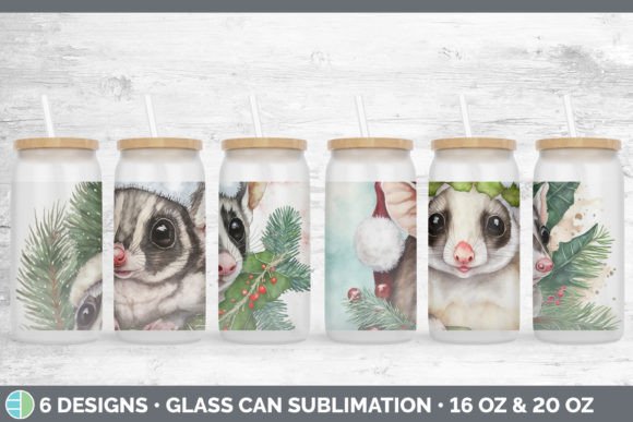 Santa Sugar Glider Christmas Glass Can Illustrations Review