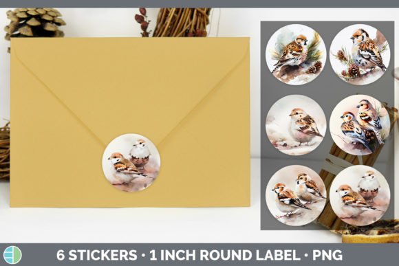 Snow Bunting Christmas Stickers for Website & Editorial Design