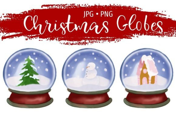 Watercolor Christmas Snow Globes Embroidery